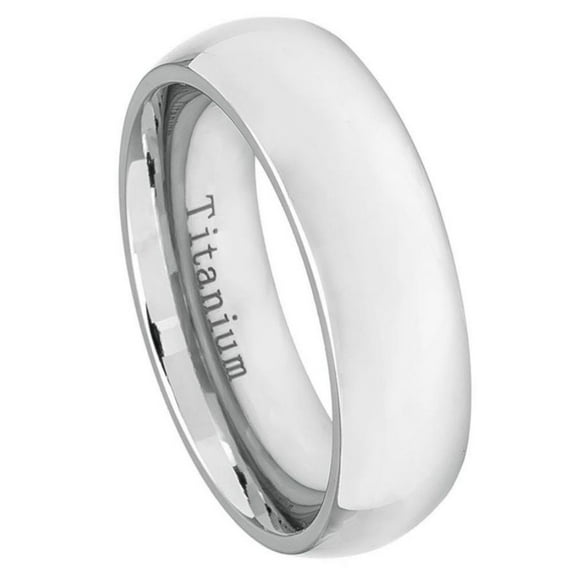 All In Stock White Titanium 7MM Plain Classic Domed Band Ring Size 10