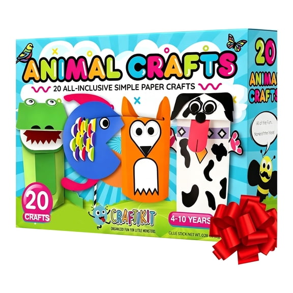 All-Inclusive Animal Craft Kit, Mess Free Paper Arts And Crafts Box With Pre Prepped Projects, Fun DIY Activity Set, Award Winning Fine Motor Skill Gift For Creative Play(A,11*8.7*2.4in)