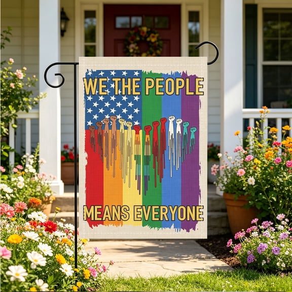 All Inclusive We The People Rainbow Pride Garden Flag, Front Yard Pride Month Event Decor, Thanksgiving Christmas Gift