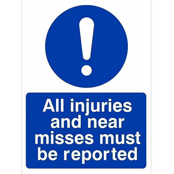 All Injuries and Near Misses Must Be Reported Tin Sign - 8"x12" Vintage Warning Metal Sign, Wall Decor for Home Farm Bar Coffee Shop