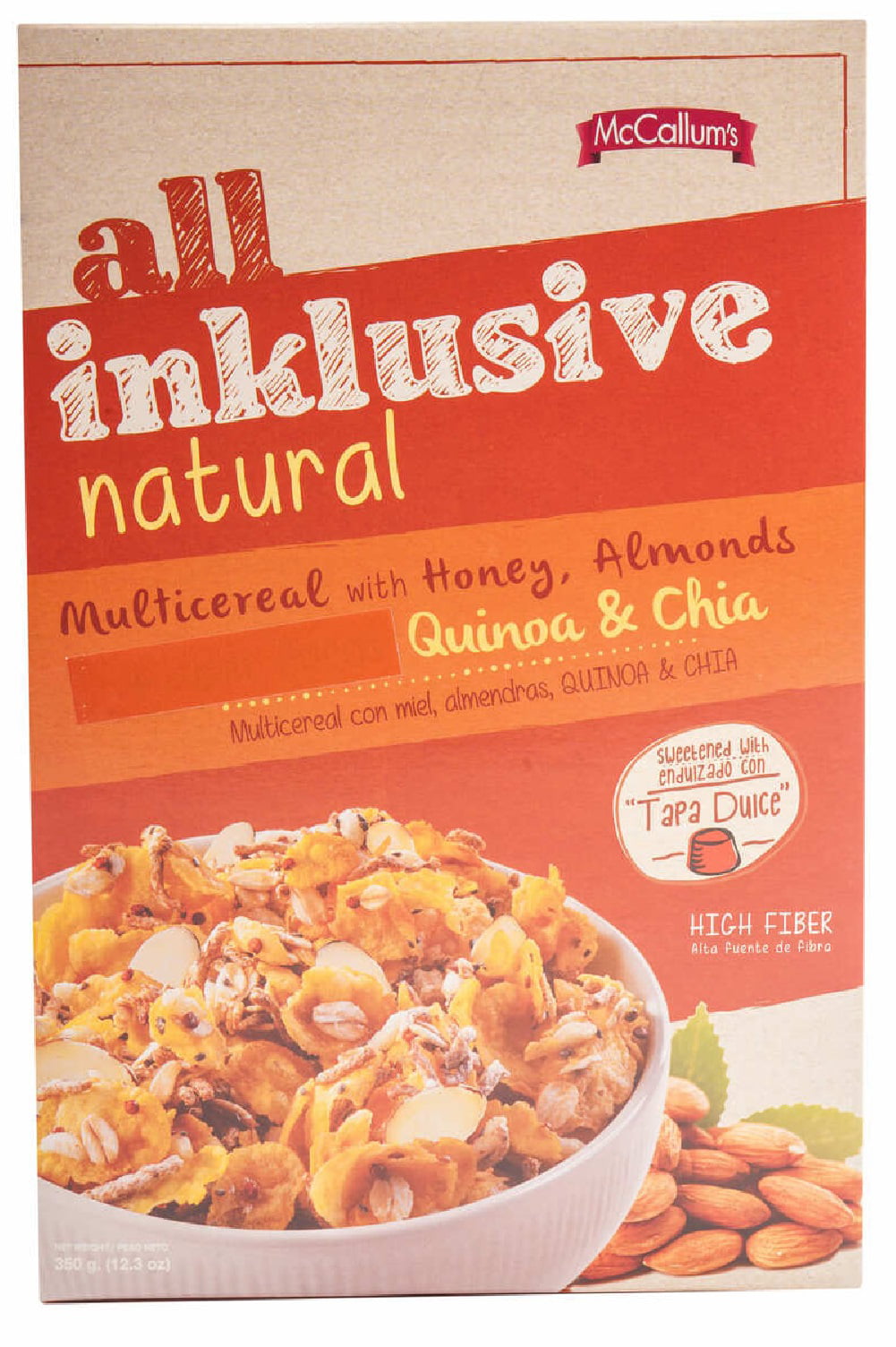 All Inklusive Natural Honey & Almonds - Cereal con miel y almendras (Pack  of 4) 