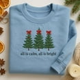 thumbnail image 1 of All Is Calm All Is Bright Embroidered Christmas Tree Sweatshirt, Festive Holiday Sweater, Winter Pine Design Hoodie, Xmas Gift, 1 of 4