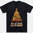 thumbnail image 1 of All Is Calm All Is Bright Retro Groovy Holiday Tree Aesthetic Unisex T-Shirt, up to size 5XL, 1 of 2