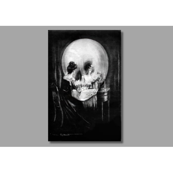 All Is Vanity Skull Illusion Wall Art Print, Unframed Paper Poster 8x10in