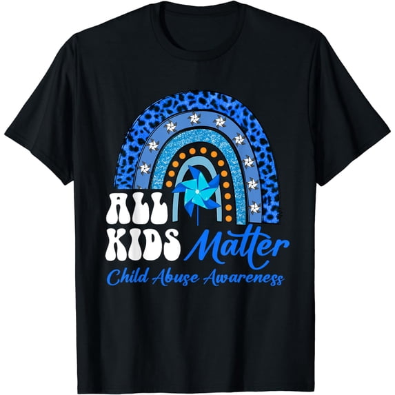 All Kids-Matter Pinwheel Blue Rainbow Child Abuse Awareness T-Shirt