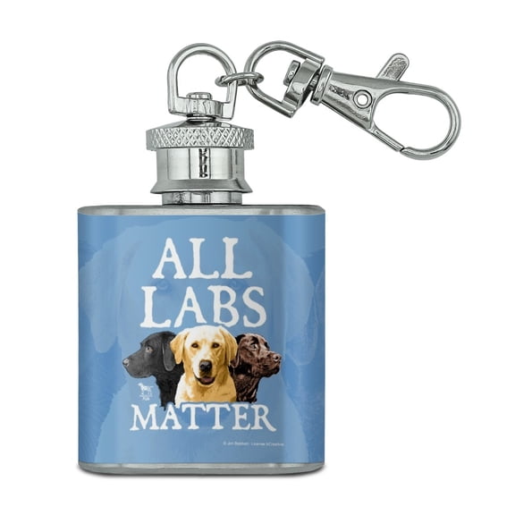 All Labs Matter Labrador Dogs Stainless Steel 1oz Mini Flask Key Chain