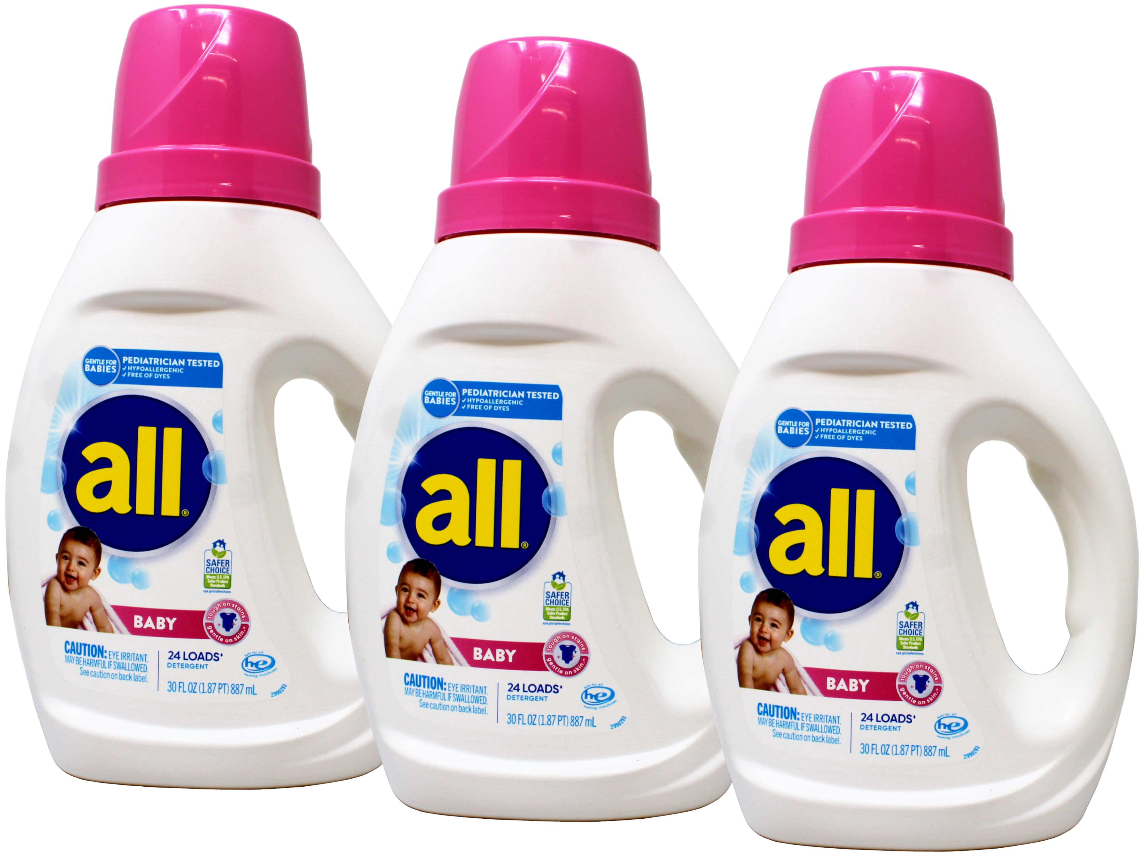 All Liquid Laundry Detergent, Gentle for Baby, 24 Loads, 30 FL OZ - 3 Pack