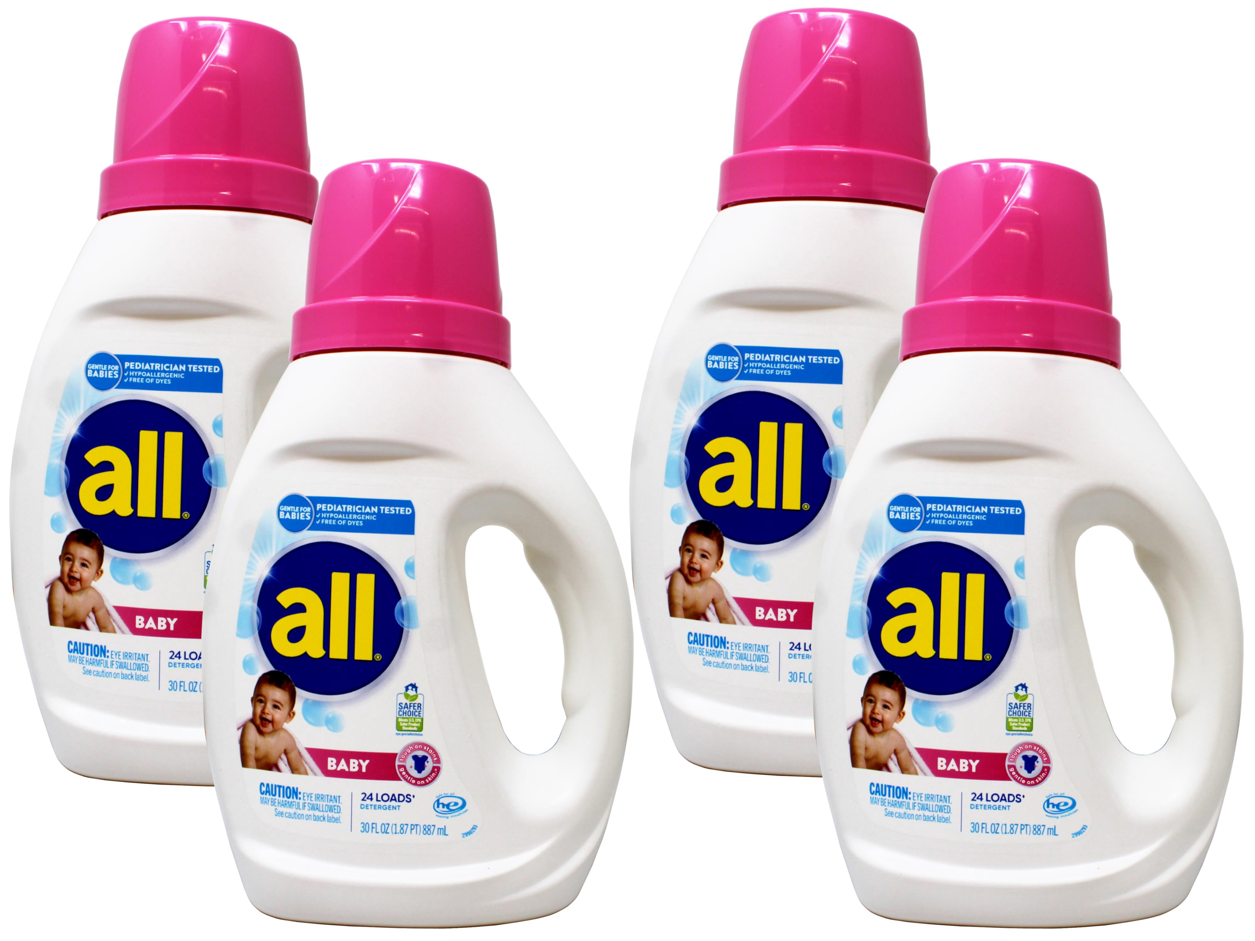 All Liquid Laundry Detergent, Gentle for Baby, 24 Loads, 30 FL OZ - 4 Pack