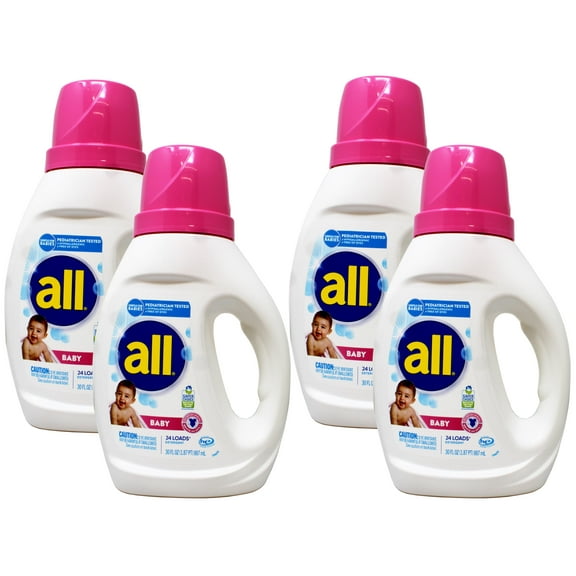 All Liquid Laundry Detergent, Gentle for Baby, 24 Loads, 30 FL OZ - 4 Pack