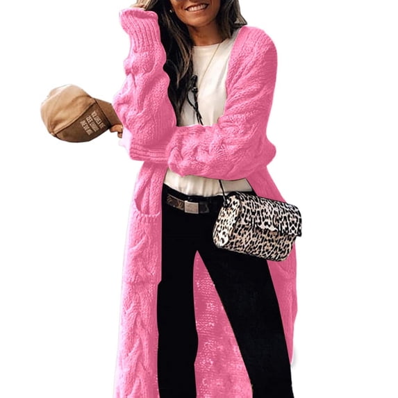 All Match Spring Fall Loose Long Knit Cardigan With Pocket