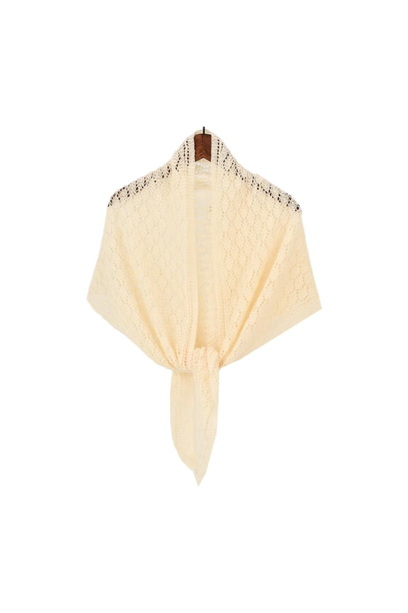 All Matching Shawl with Rhomboid Pattern Hollowout Triangular Shoulder Wrap Crochet Scarf for Women Various Occasion