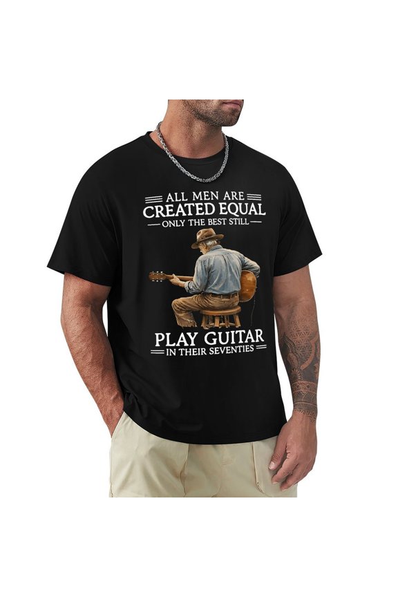 All Men Are Created Equal Men's HD Print Classic Short Sleeve T-Shirts Black M