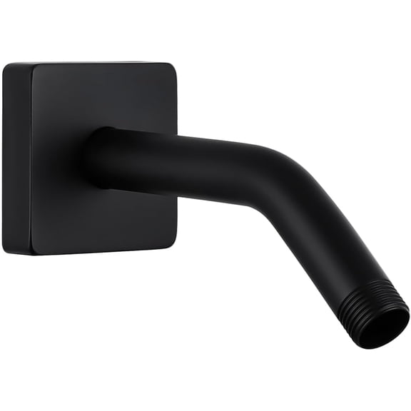 All Metal 6-Inch Shower Arm with Flange, Wall-Mounted Stainless Steel Shower Pipe Replacement for Fixed and Handheld Shower Heads, Matte Black