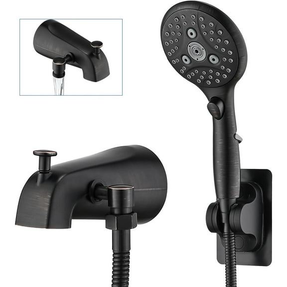 All Metal Bathtub Faucet with Sprayer Oil Rubbed Bronze,6 Settings Hand held Shower with ON/OFF Pause Switch, Bathtub Faucet with Sprayer