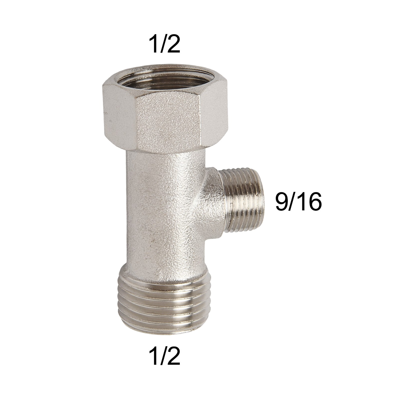 Thread Way Kitchen All Metal Bidet T-Adapter 7/8 3/8 1/2 Adapter Thread 3 Way Pipe Fitting ...
