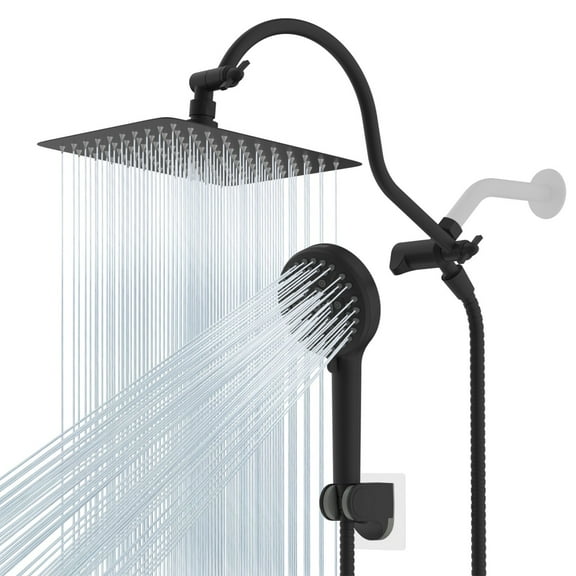 All Metal Black Shower Head 10 Inch High Pressure Rainfall Shower Head Handheld