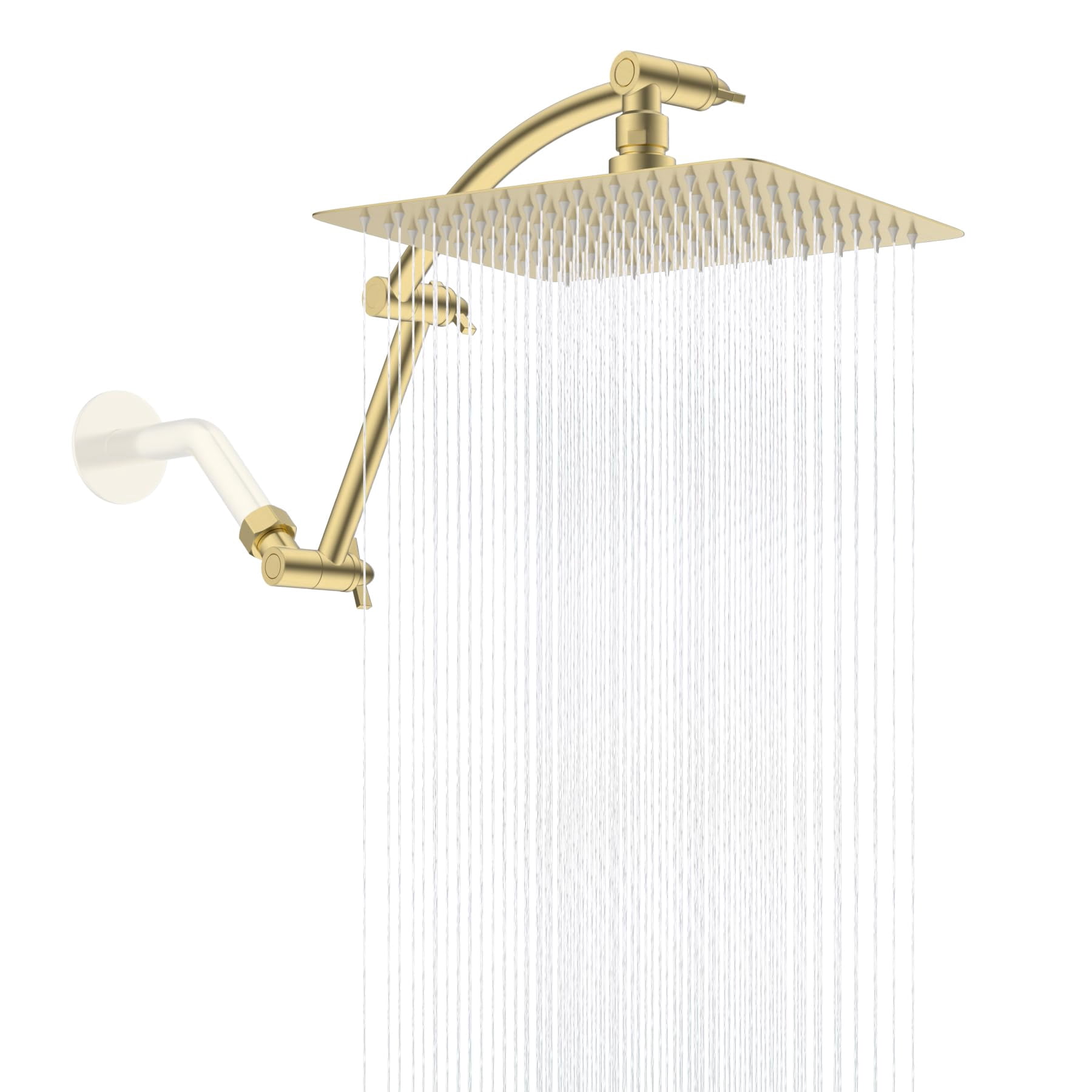 All Metal Cupc Certified Rain Shower Head  10'' High Rainfall Showerhead With 16" Extension Arm Brass Adjustable Extender Fixed Showerheads Brushed