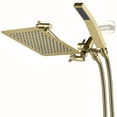 thumbnail image 1 of All Metal Dual Square Shower Head Combo, Rain Shower Head with Handheld Shower Wand and Extra Long Flexible Hose (Polished Brass), 1 of 8