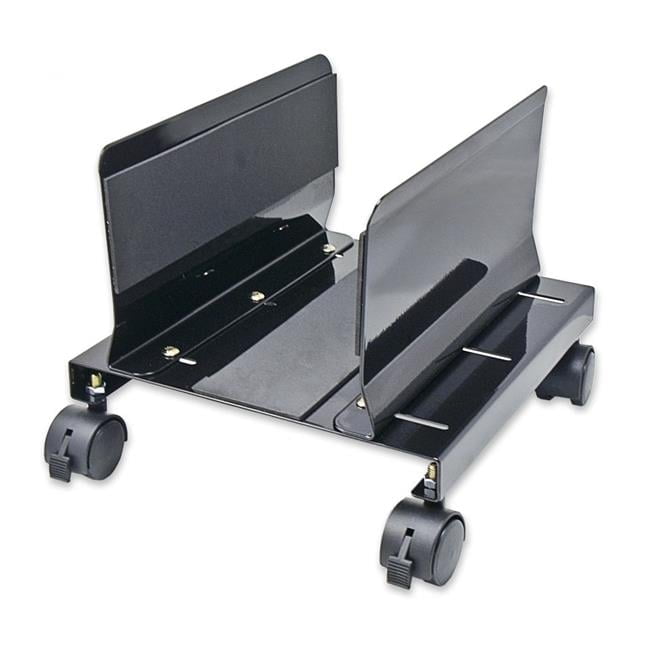 Black Adjustable Metal CPU Stand with Wheels