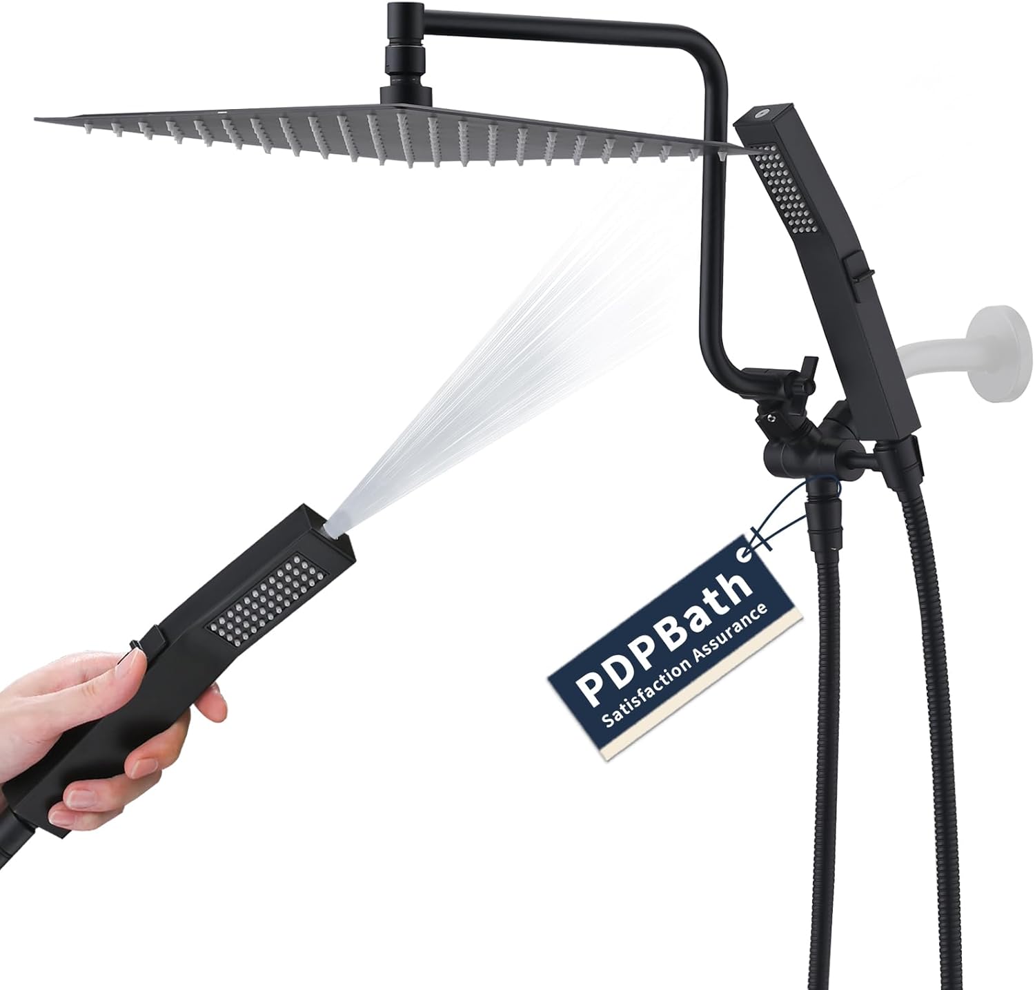 All Metal Rainfall Shower Head with Handheld, 12'' High Pressure Rain