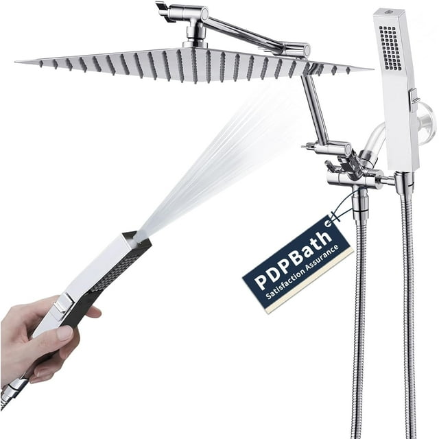 All Metal Rainfall Shower Head with Handheld Spray, 12'' High Pressure