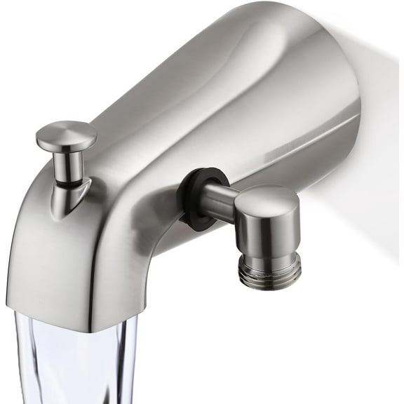 All Metal Tub Spout with Diverter Brushed Nickel, Fits 1/2” or 3/4" Threaded Pipes, Bathtub Faucet with Shower Diverter for Convenient Water Control
