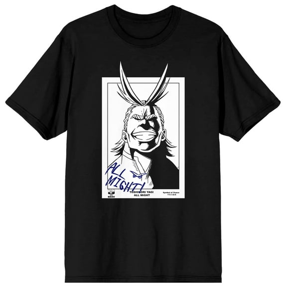 All Might Mens Black My Hero Academia Anime Cartoon Graphic Tee-6XL