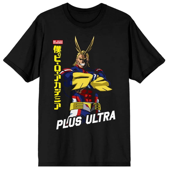 All Might Plus Ultra My Hero Academia Anime Mens Black Graphic Tee-S