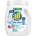 thumbnail image 1 of All Mighty Pacs Laundry Detergent, Free Clear for Sensitive Skin, Tub, 60 Count, 1 of 5