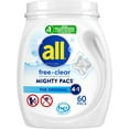 thumbnail image 1 of All Mighty Pacs Laundry Detergent, Free Clear for Sensitive Skin, Tub, 60 Count, 1 of 5