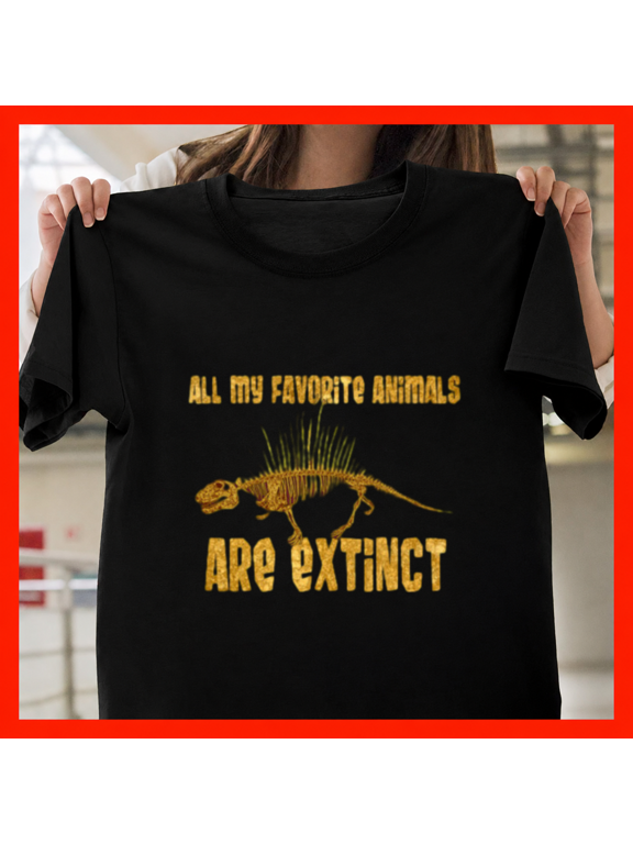 All My Fav Animals Are Extinct Dimetrodon Dinosaur Art Unisex T-Shirt, up to size 5XL