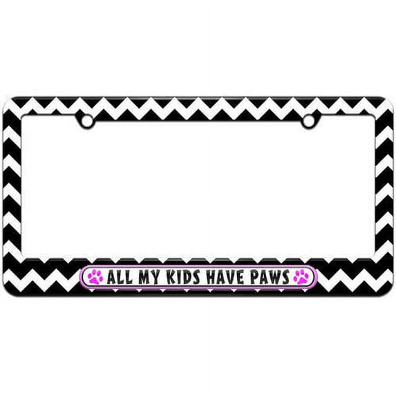 All My Kids Have Paws Prints Dogs Cats Pink License Plate Tag Frame, Multiple Colors