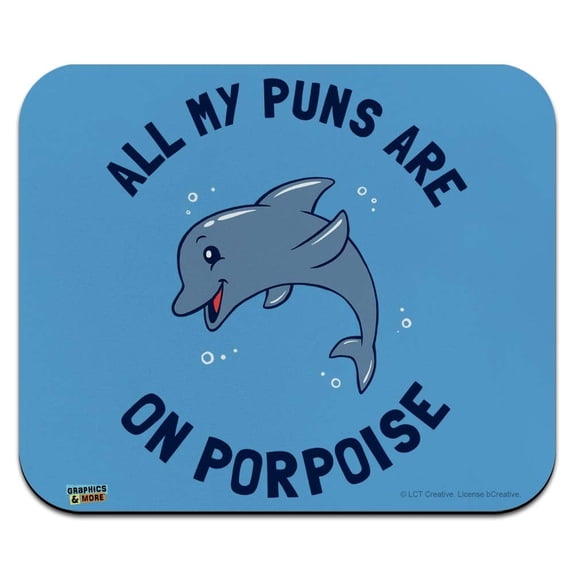 All My Puns Are On Porpoise Purpose Funny Humor Low Profile Thin Mouse Pad Mousepad