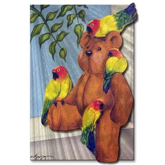 All My Walls 0025ME00013 Teddy Bear Windowsill Wall Sculpture, Multicolor - Small