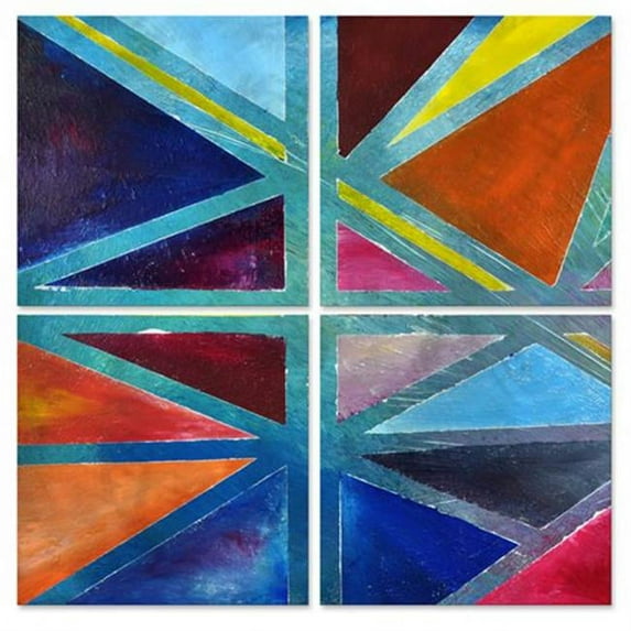 All My Walls 0095ME00021M Shattered SQII Metal Wall Art, Multi Color - Oversized