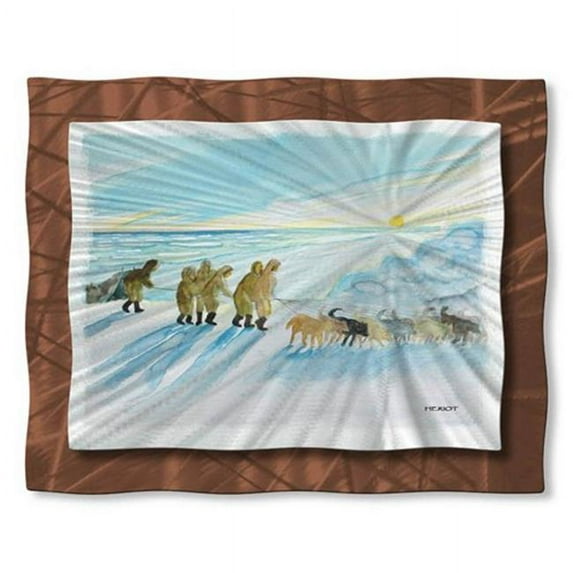 All My Walls HER00011 Winter Trek Wall Hanging, Brown, Blue & Yellow
