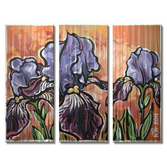 All My Walls Purple Iris 9 by Roger Akesson 3 Piece Painting Set