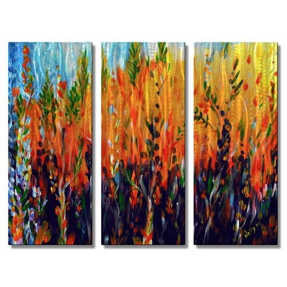 All My Walls 'Sizzlescape' by Holly Carmichael 3 Piece Painting Print Plaque Set