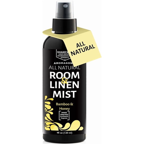 Aromasong Bamboo & Honey Room & Linen Spray, Natural Air Freshener Mist for Sheets, Pillows & Fabric, Calming Sleep & Stress Relief Spray, 4 fl oz