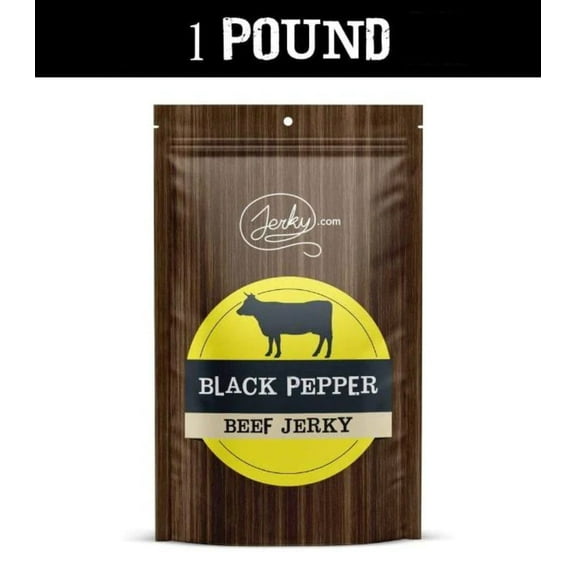 All Natural Black Pepper Beef Jerky - No Added Preservatives, No MSG or Nitrates - Bold & Peppery, 100% Lean Beef (1 Pound)