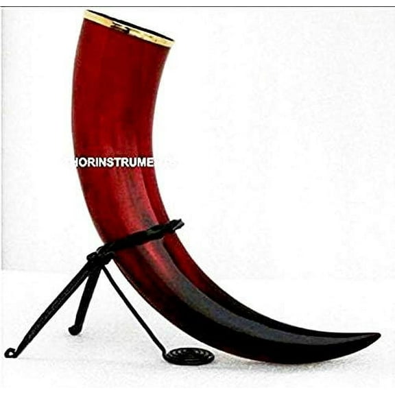 All Natural Blood Moon Drinking Horn with Stand Free Rustic Vintage Home Decor Gifts