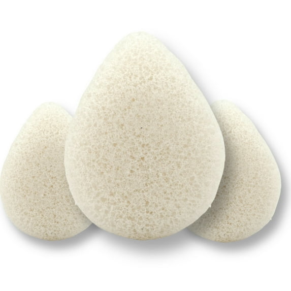 All Natural Facial Konjac Skincare Face Sponge Gentle Exfoliation for All Skin Types, Pack of 3