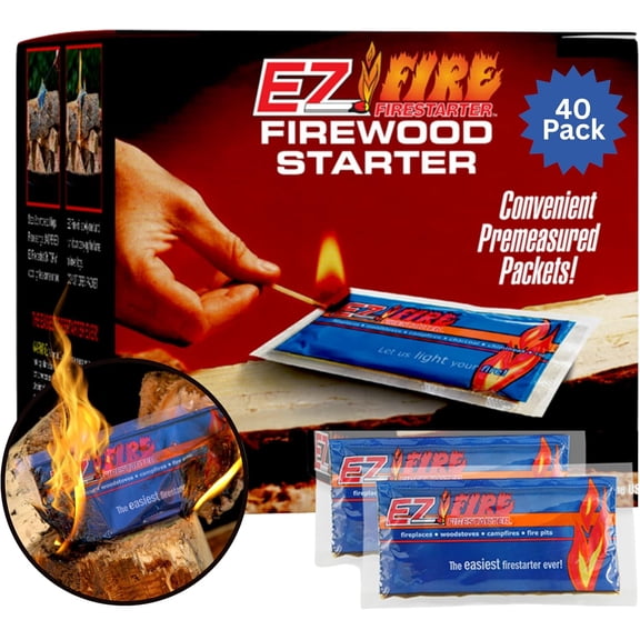 All-Natural Fire Starters for Campfires, Fire Pits, BBQs & Fireplaces Long Burning, Weather-Resistant, Non-Toxic & Easy to Light | 40 Pack