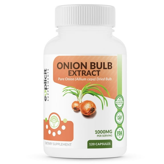 All Natural Onion Extract 1000mg - Dried Onion Bulb (Allium Cepa) Herbal Supplement - 120 Capsules