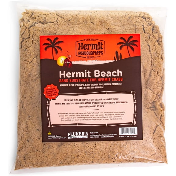 All Natural Premium Hermit Crab Sand Substrate, Sand Mixture with Coconut Fiber, For Hermit Crab Tanks, 12 lbs.