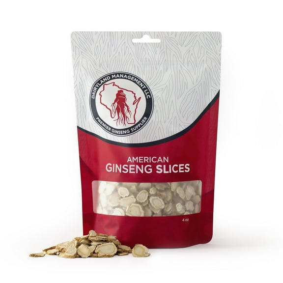 Dairyland American Ginseng Slices - 4 oz Pack Wisconsin Ginseng Slices - Authentic American Ginseng - Non-GMO, Gluten Free Ginseng Root Slices - Use This Herbal Supplement in Soup, Tea, Congee