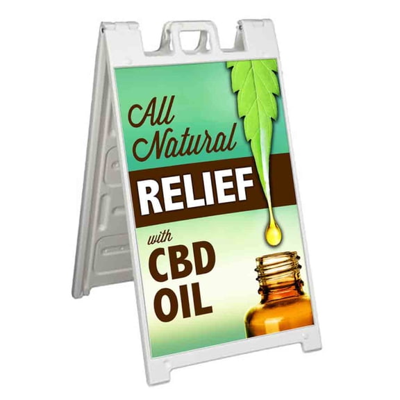 All Natural Relief With CBD (24" X 36") Standard A-Frame Signicade, Includes Decal Applied To Stand