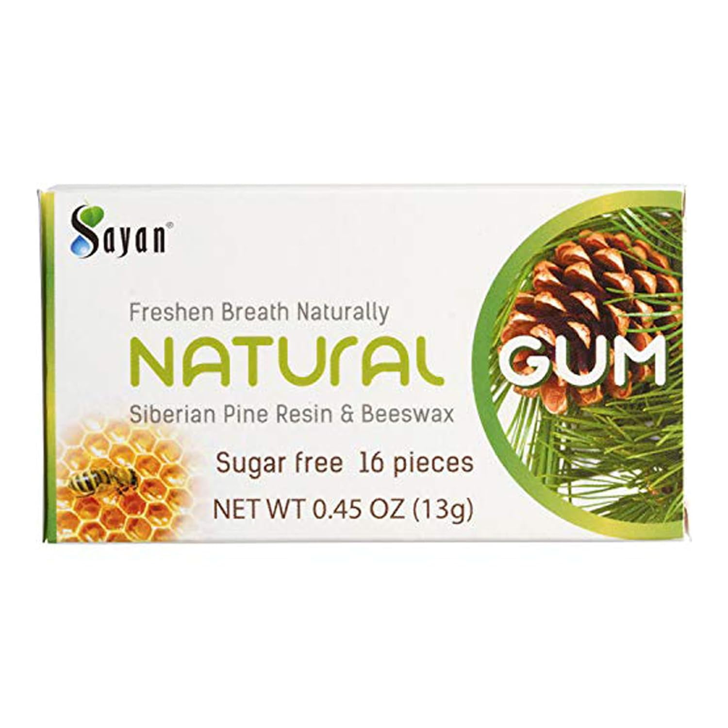 All Natural Siberian Pine Tree Resin and Beeswax Chewing Gum 6 Packs (96 Pieces) for Breath