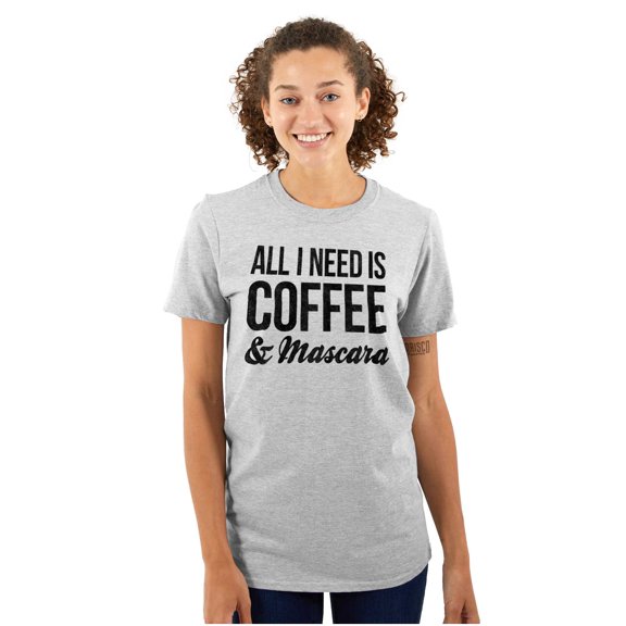 All Need Is Coffee Mascara Funny Gym Women's Plus Size Graphic Tee Brisco Brands 2X