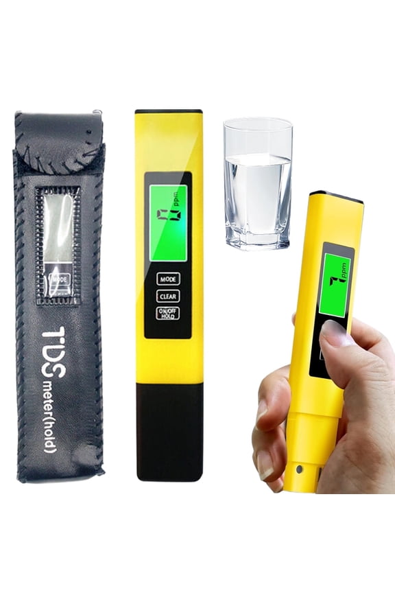 All New 4 in 1 TDS Meter Digital Water Tester, Accurate for Drinking Water, Aquariums, Hydroponics, Large Backlit LCD, Auto-Lock, Yellow, 1PC